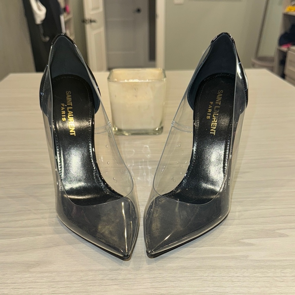 Saint Laurent Opyum Black Stiletto Heels with Glossy Finish
